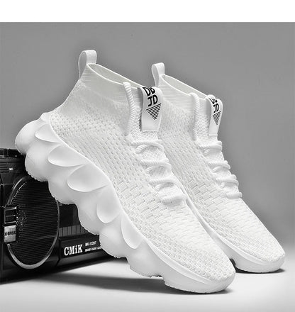 Trainers Breathable Soft Sole Sports Casual Shoes Fashion Lace-up Thick-soled White Shoes Tenis Masculino Mens White Sneakers