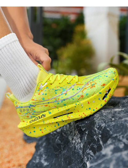 Marathon Carbon Plate Air Cushion Men Sports Running Shoes Breathable Lightweight Women's Comfortable Athletic Nonskid Sneakers