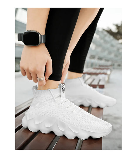 Trainers Breathable Soft Sole Sports Casual Shoes Fashion Lace-up Thick-soled White Shoes Tenis Masculino Mens White Sneakers