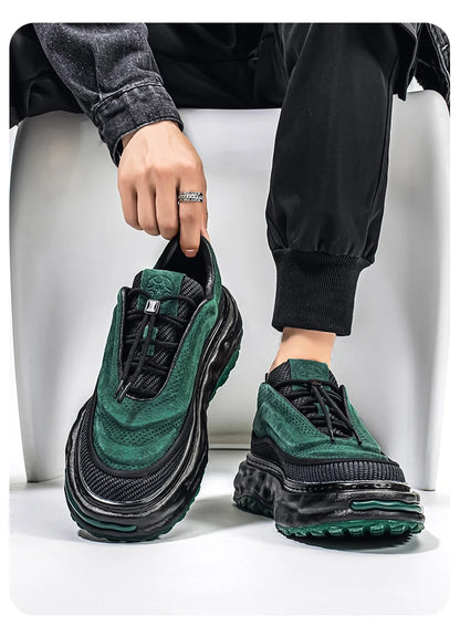 Men's Shoe Breathable Leather Casual Shoes Thick Soled Casual Sneakers Outdoor Running Sneakers Tennis Soft Soles Male Sneakers