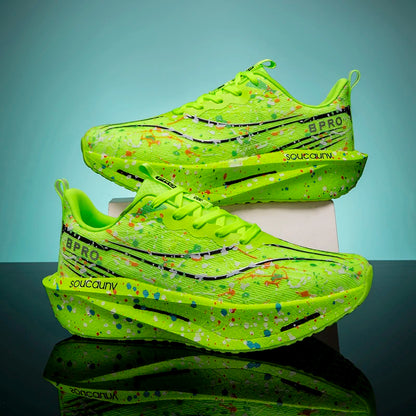 Marathon Carbon Plate Air Cushion Men Sports Running Shoes Breathable Lightweight Women's Comfortable Athletic Nonskid Sneakers