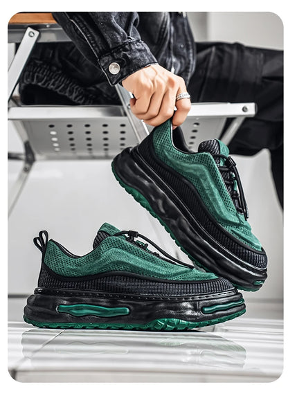 Men's Shoe Breathable Leather Casual Shoes Thick Soled Casual Sneakers Outdoor Running Sneakers Tennis Soft Soles Male Sneakers