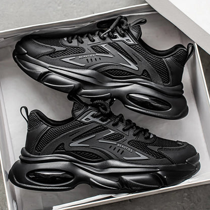 Men's Low-Top Sneakers for Autumn 2025 - Breathable Mesh, Slip-Resistant Thick-Sole Running Shoes, Trendy Outdoor Casual Shoes‌