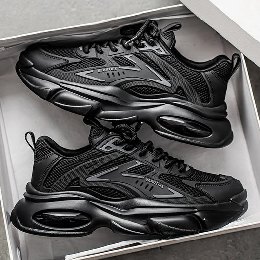 Men's Low-Top Sneakers for Autumn 2025 - Breathable Mesh, Slip-Resistant Thick-Sole Running Shoes, Trendy Outdoor Casual Shoes‌
