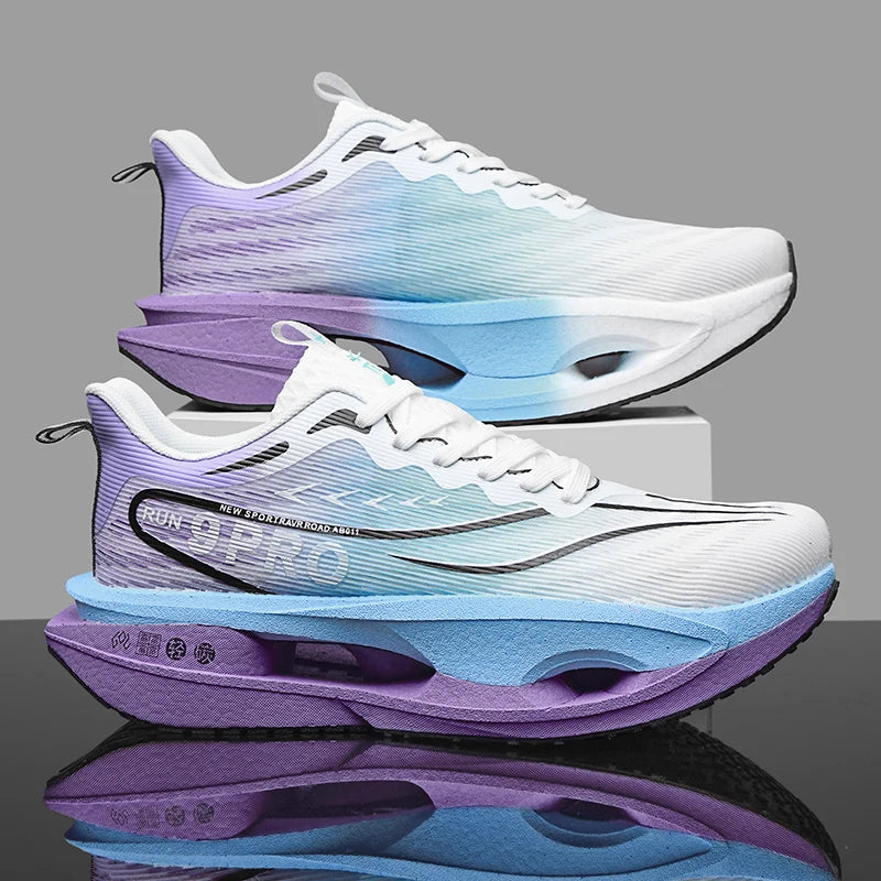 New Men's Carbon Plate Sneakers Outdoor Soft Sole Mesh Sports Shoes Running Shoes Light Anti-Slip Casual Couple Tennis Shoes