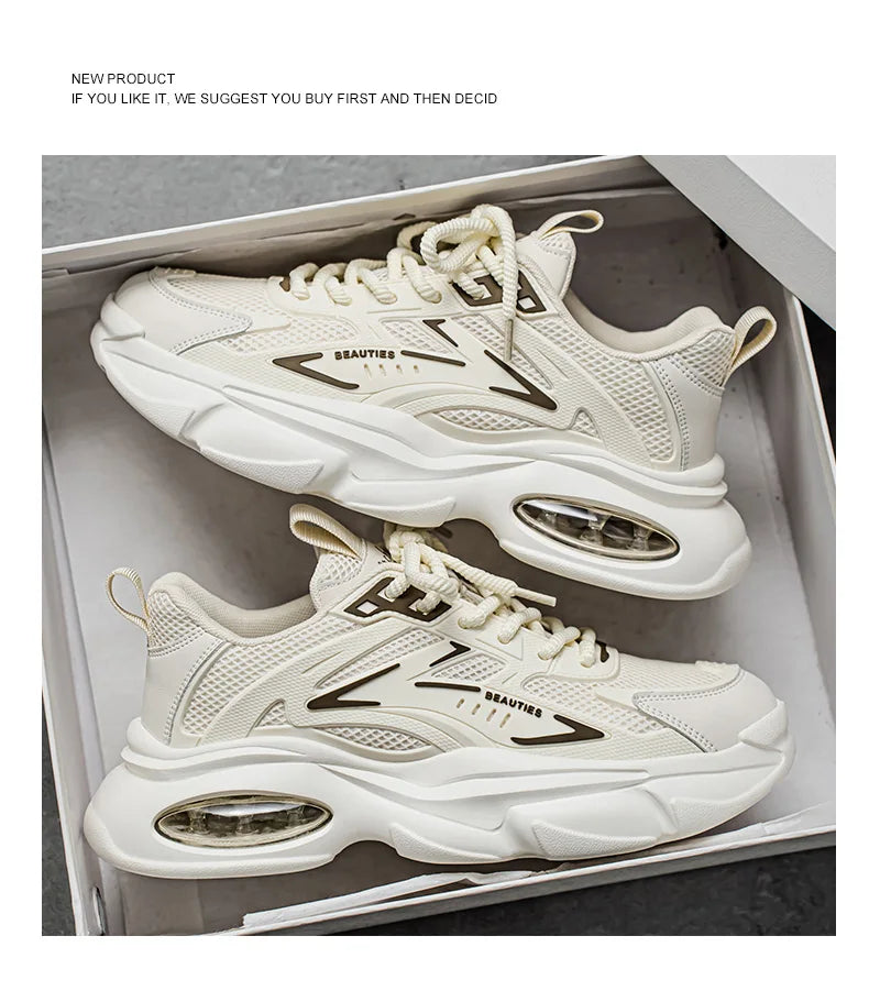 Men's Low-Top Sneakers for Autumn 2025 - Breathable Mesh, Slip-Resistant Thick-Sole Running Shoes, Trendy Outdoor Casual Shoes‌