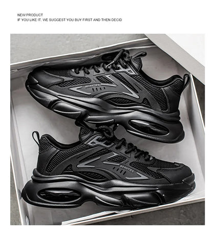 Men's Low-Top Sneakers for Autumn 2025 - Breathable Mesh, Slip-Resistant Thick-Sole Running Shoes, Trendy Outdoor Casual Shoes‌