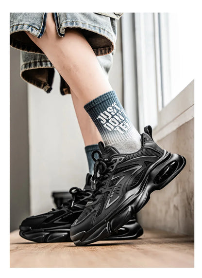 Men's Low-Top Sneakers for Autumn 2025 - Breathable Mesh, Slip-Resistant Thick-Sole Running Shoes, Trendy Outdoor Casual Shoes‌