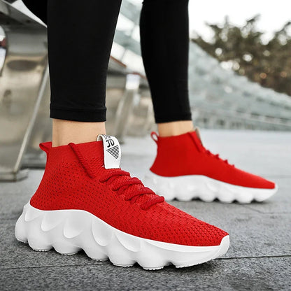 Trainers Breathable Soft Sole Sports Casual Shoes Fashion Lace-up Thick-soled White Shoes Tenis Masculino Mens White Sneakers