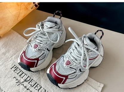 Students Sneakers Mesh Breathable Boys Girls Running Shoes Thick Soft Sole 2025 New Fashion Kids Casual Sports Shoes Non-slip