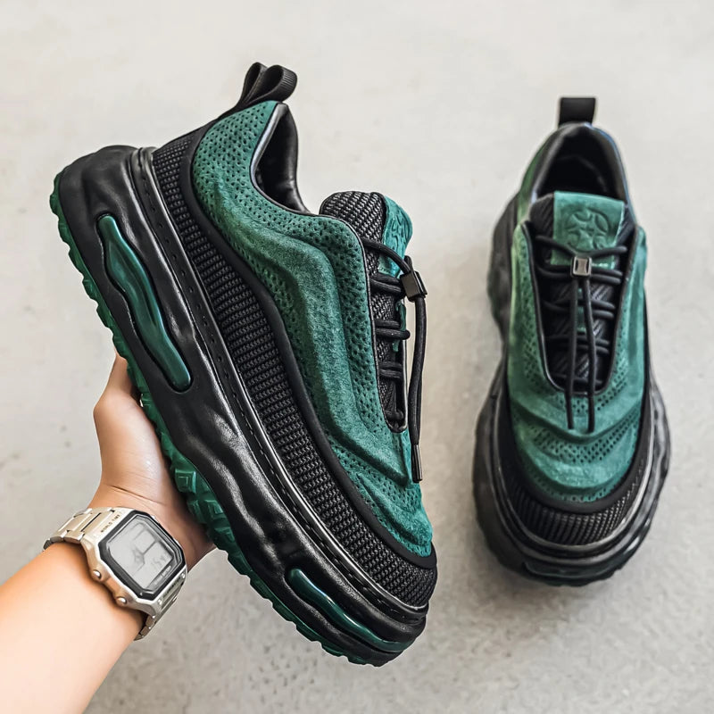 Men's Shoe Breathable Leather Casual Shoes Thick Soled Casual Sneakers Outdoor Running Sneakers Tennis Soft Soles Male Sneakers