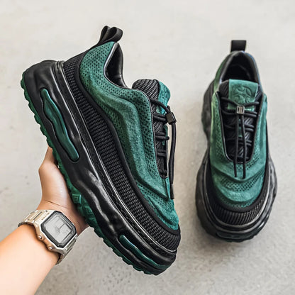 Men's Shoe Breathable Leather Casual Shoes Thick Soled Casual Sneakers Outdoor Running Sneakers Tennis Soft Soles Male Sneakers