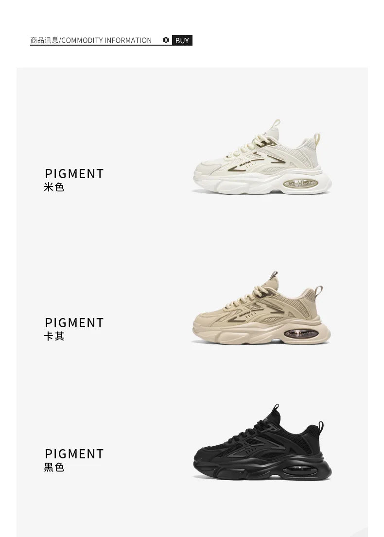 Men's Low-Top Sneakers for Autumn 2025 - Breathable Mesh, Slip-Resistant Thick-Sole Running Shoes, Trendy Outdoor Casual Shoes‌