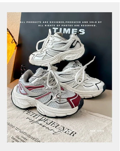 Students Sneakers Mesh Breathable Boys Girls Running Shoes Thick Soft Sole 2025 New Fashion Kids Casual Sports Shoes Non-slip