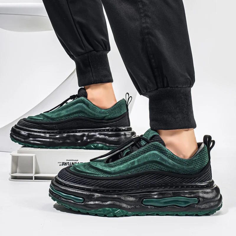 Men's Shoe Breathable Leather Casual Shoes Thick Soled Casual Sneakers Outdoor Running Sneakers Tennis Soft Soles Male Sneakers