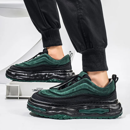 Men's Shoe Breathable Leather Casual Shoes Thick Soled Casual Sneakers Outdoor Running Sneakers Tennis Soft Soles Male Sneakers