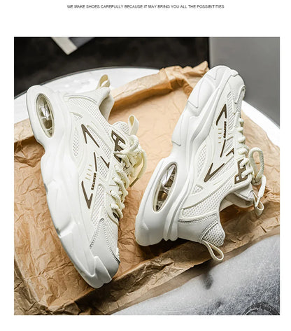 Men's Low-Top Sneakers for Autumn 2025 - Breathable Mesh, Slip-Resistant Thick-Sole Running Shoes, Trendy Outdoor Casual Shoes‌