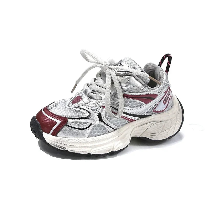 Students Sneakers Mesh Breathable Boys Girls Running Shoes Thick Soft Sole 2025 New Fashion Kids Casual Sports Shoes Non-slip