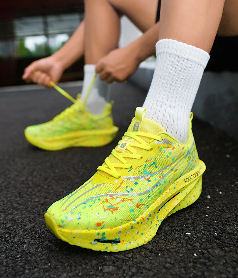 Marathon Carbon Plate Air Cushion Men Sports Running Shoes Breathable Lightweight Women's Comfortable Athletic Nonskid Sneakers