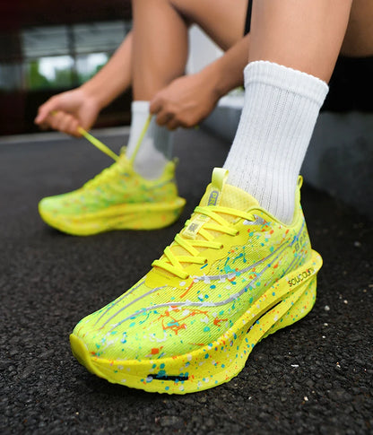 Marathon Carbon Plate Air Cushion Men Sports Running Shoes Breathable Lightweight Women's Comfortable Athletic Nonskid Sneakers