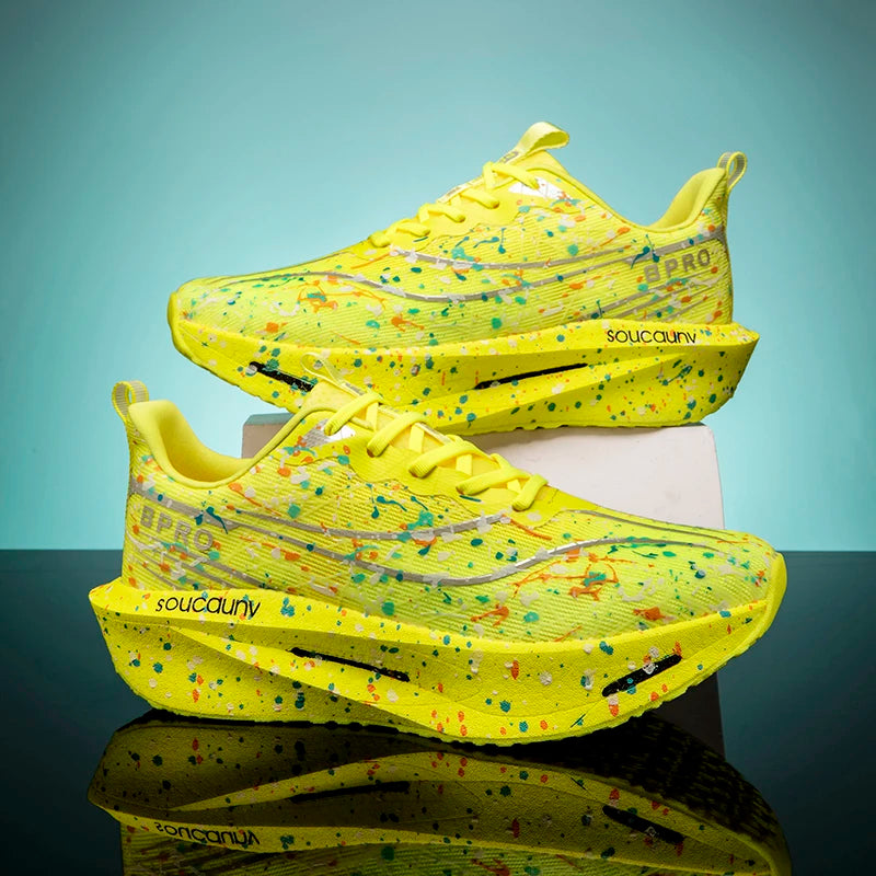 Marathon Carbon Plate Air Cushion Men Sports Running Shoes Breathable Lightweight Women's Comfortable Athletic Nonskid Sneakers