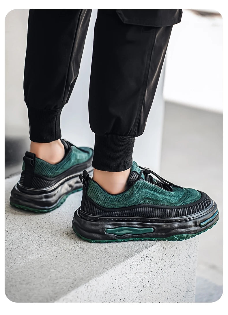 Men's Shoe Breathable Leather Casual Shoes Thick Soled Casual Sneakers Outdoor Running Sneakers Tennis Soft Soles Male Sneakers