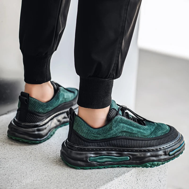 Men's Shoe Breathable Leather Casual Shoes Thick Soled Casual Sneakers Outdoor Running Sneakers Tennis Soft Soles Male Sneakers