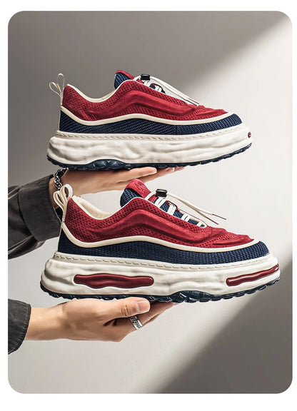 Men's Shoe Breathable Leather Casual Shoes Thick Soled Casual Sneakers Outdoor Running Sneakers Tennis Soft Soles Male Sneakers