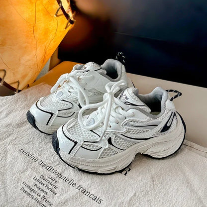 Students Sneakers Mesh Breathable Boys Girls Running Shoes Thick Soft Sole 2025 New Fashion Kids Casual Sports Shoes Non-slip