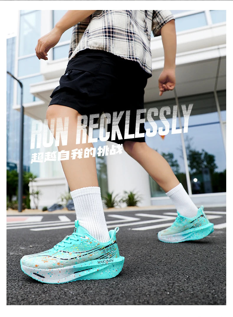 Marathon Carbon Plate Air Cushion Men Sports Running Shoes Breathable Lightweight Women's Comfortable Athletic Nonskid Sneakers