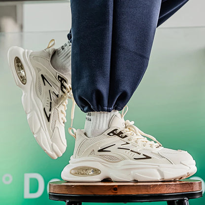 Men's Low-Top Sneakers for Autumn 2025 - Breathable Mesh, Slip-Resistant Thick-Sole Running Shoes, Trendy Outdoor Casual Shoes‌