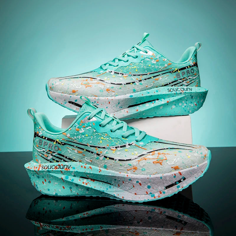 Marathon Carbon Plate Air Cushion Men Sports Running Shoes Breathable Lightweight Women's Comfortable Athletic Nonskid Sneakers