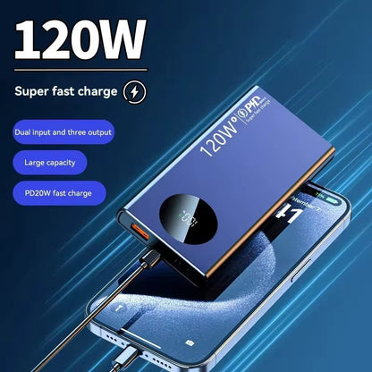 Experience Ultimate Power with the 120W 50000mAh High Capacity Power Bank - Fast Charging for All Your Devices!