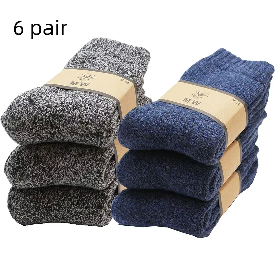 Experience Ultimate Comfort with Our Winter Men's Merino Wool Socks - Super Thick, Warm, and Stylish! Get 3 Pairs of High-Quality Casual Socks for the Cold Season!