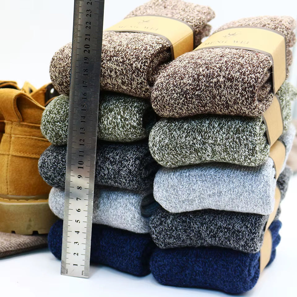 Experience Ultimate Comfort with Our Winter Men's Merino Wool Socks - Super Thick, Warm, and Stylish! Get 3 Pairs of High-Quality Casual Socks for the Cold Season!